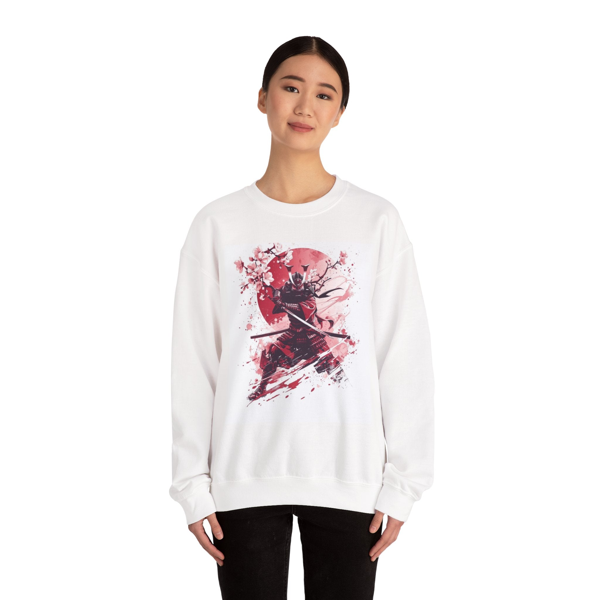 Samurai Cherry Blossom Sweatshirt — Red Moon Warrior Crewneck