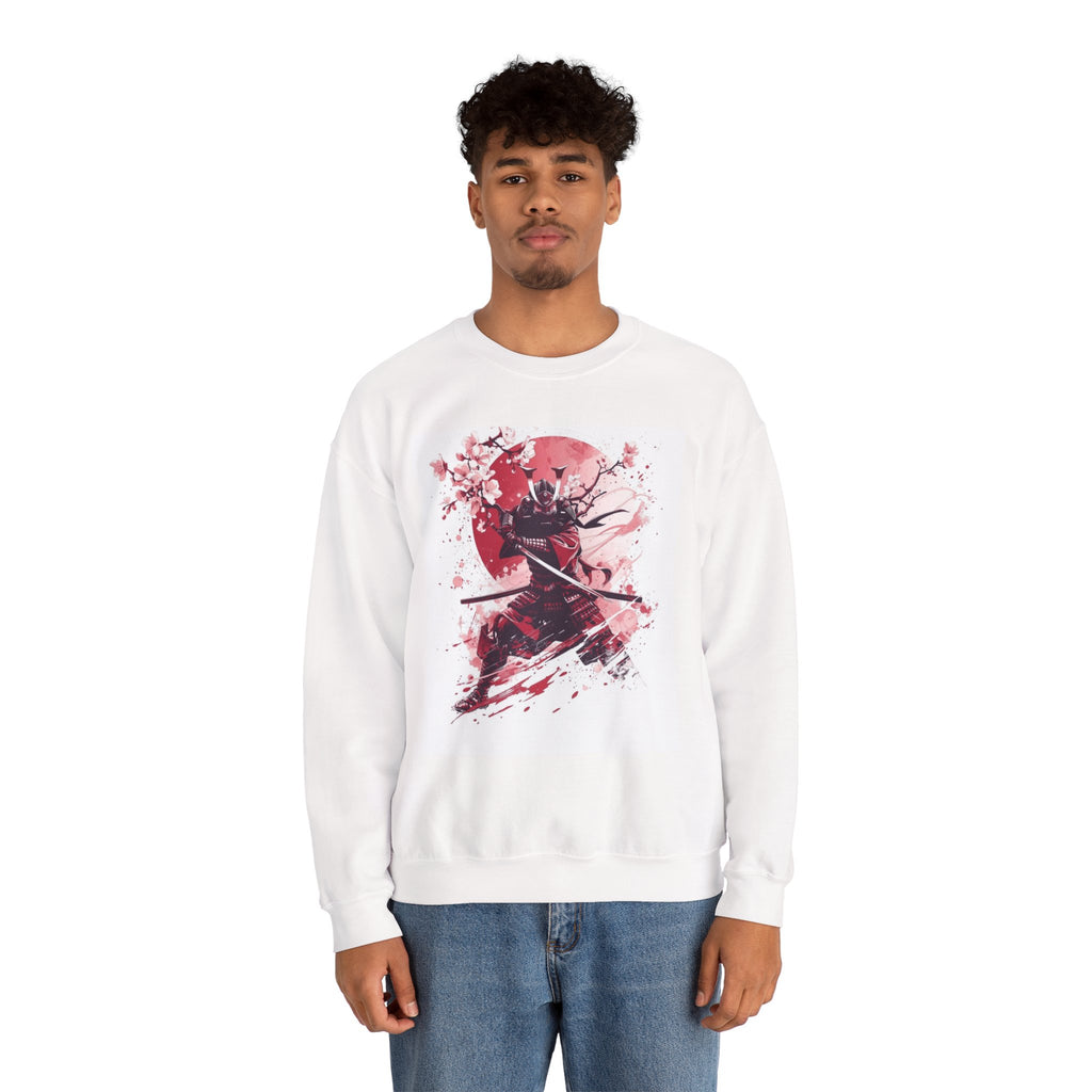 Samurai Cherry Blossom Sweatshirt — Red Moon Warrior Crewneck